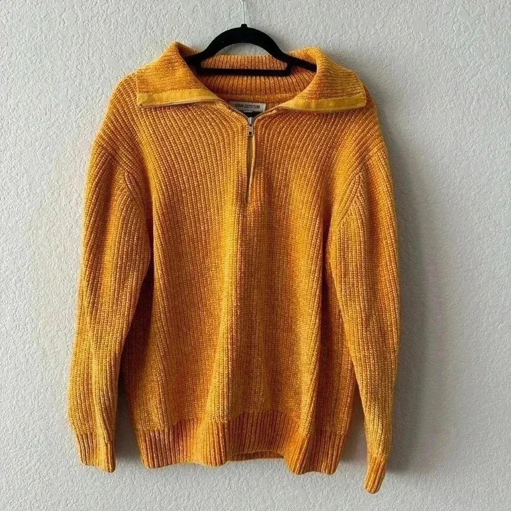 Urban Outfitters Yellow Pullover Chunky Ribbed Collard Knit Sweater Size Small